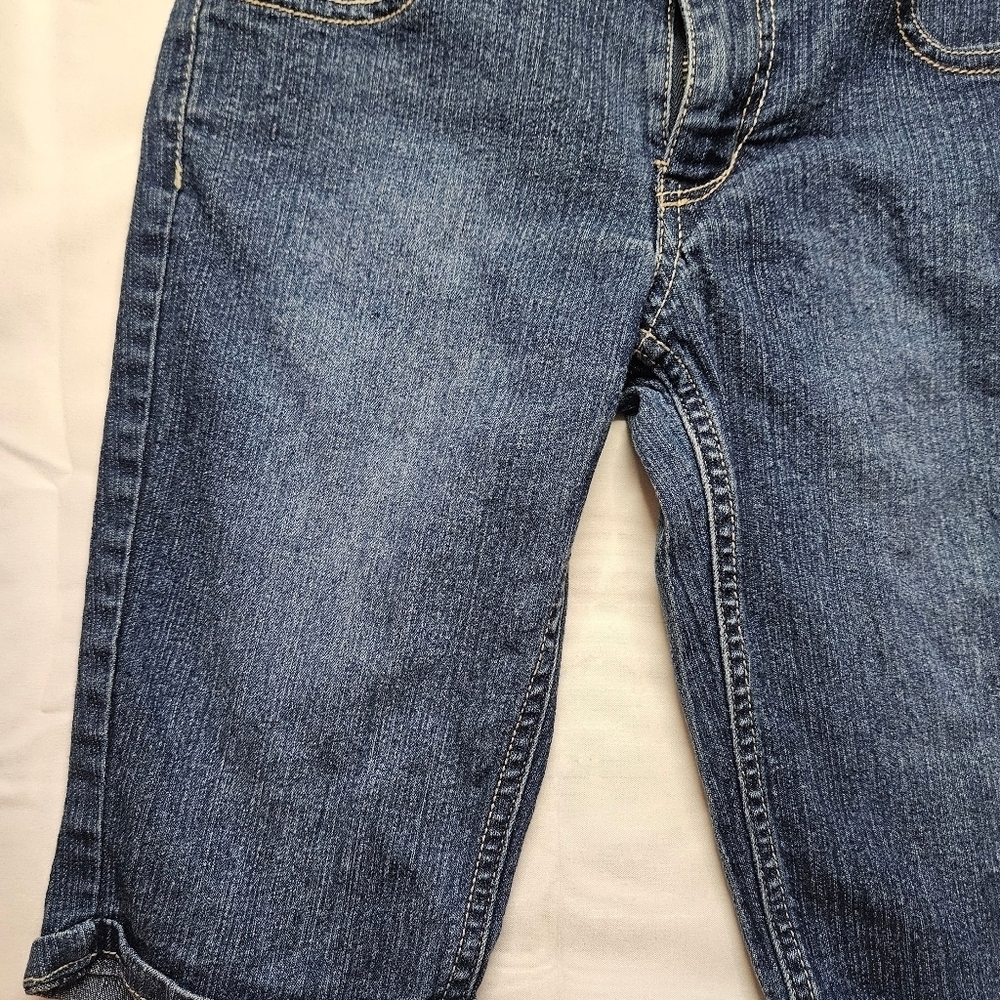 Faded Glory Girls Blue Denim Bermuda Shorts With Heart Design on Back Size 7 - Picture 2 of 13